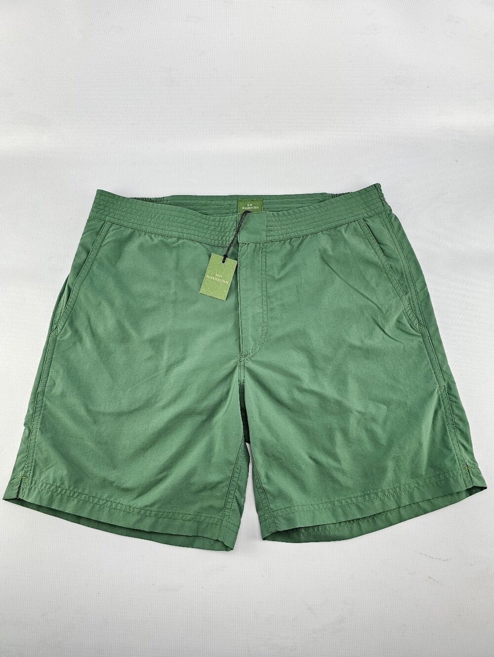 Sid Mashburn Men's Zip Front Standard Swim Short Pine Green Nylon Size 32